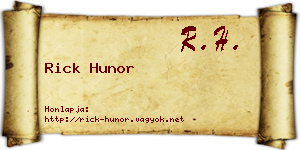 Rick Hunor névjegykártya